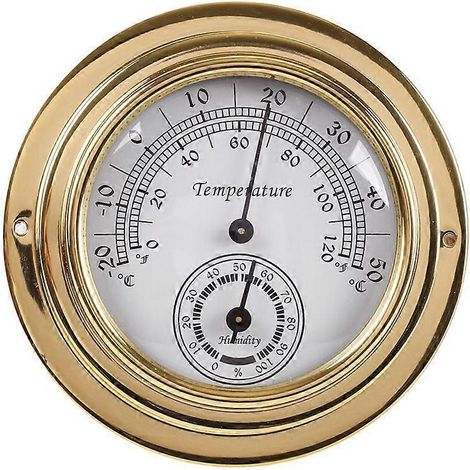Thermomètre et hygromètre, testeur à coque en cuivre pour usage marin, fixation murale, pour bateau, 98 mm (1/5)