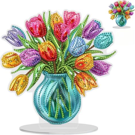 Diamantmalerei Tulpen Tischdeko Bastelset für Kinder & Erwachsene (1/4)