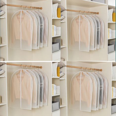 Semi Transparent Hanging Clothes Cover with Zip, Dustproof Waterproof Mite Moisture Proof, 16 Clothes Covers, 60x120cm,