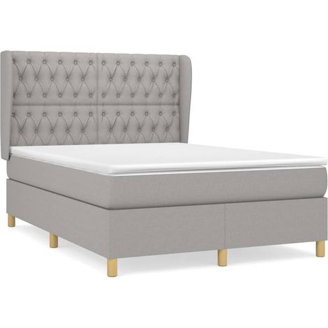 Maison Exclusive - Boxspringbett mit Matratze Hellgrau 140x190 cm (1/5)