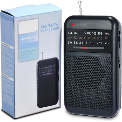 Radio Portable AM/FM/SW à Piles, Radio de Poche avec Prise Casque 3,5 mm (1/5)