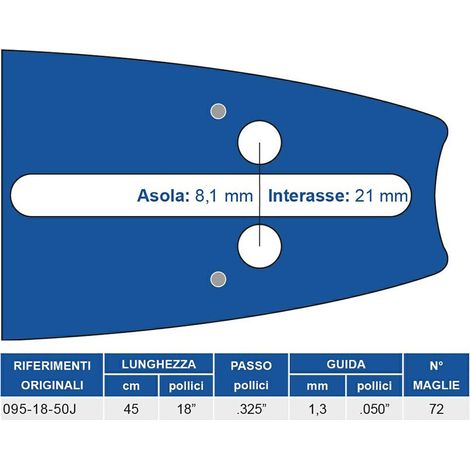 Barra per Motosega Maya 3,25 Sp.1,3 72 Magl.lungh. 095 45 cm