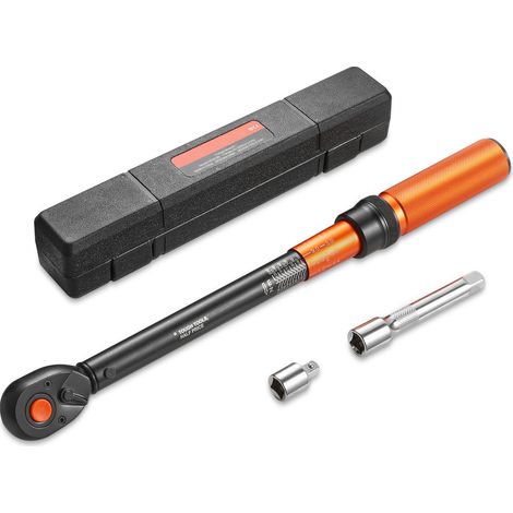 Mophorn Drehmomentschlüssel 20–220 Nm, 1/2-Zoll Umschaltknarre mit Doppelskala, ±3 % Genauigkeit, inklusive Verlängerungsstange, Adapter und Aufbewahrungskoffer, ideal für Fahrzeugreparaturen (1/5)