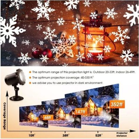 Projecteur de flocons de neige lumineux d'extérieur, projecteur de flocons de neige étanche à LED pour décoration de Noël intérieure et extérieure, idéal pour les fêtes, les mariages, les jardins (1/4)