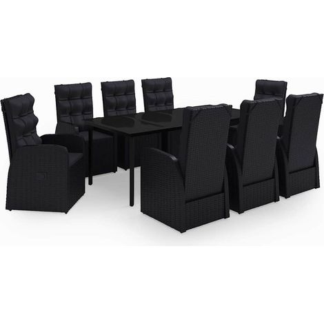 Maison Exclusive - Set da Pranzo da Giardino 9 pz con Cuscini Nero (1/5)