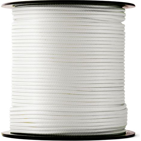 SNURO Corde Nylon Tressée (3 mm, 100 m) - Corde en Polyamide Blanc Solide Résistante à l'Usure - Paracorde Solide - Résistance à la Rupture 170kg