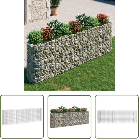 The Living Store Lit surélevé à gabion Fer galvanisé 330x50x100 cm - Jardiniere En Gabion - Lit Surélevé - Bac À Fleurs - Décoration Extérieur - Fleurissement (1/5)