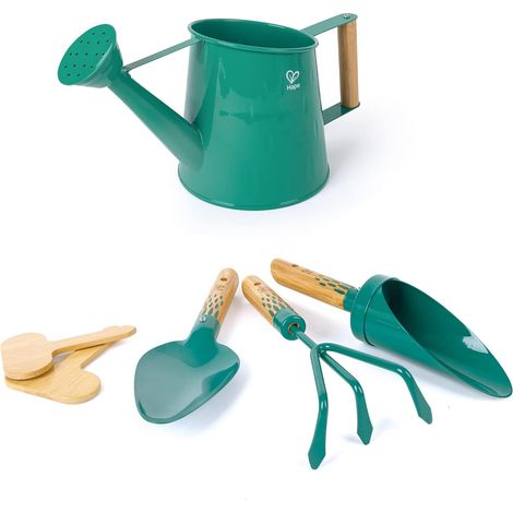 Kit de jardinage pour enfants - Comprend un arrosoir, une truelle, un râteau et une pelle - Convient aux enfants à partir de 4 ans - Cadeau créatif - Apprendre à faire pousser des plantes