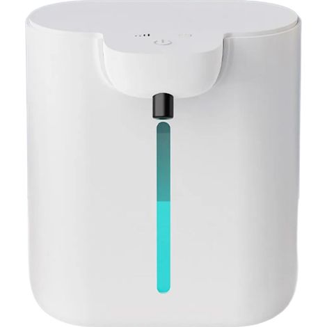 Moderner automatischer Seifenspender mit sichtbarem 500-ml-Behälter und geringem Stromverbrauch von 1,5 W für Hausautomatisierungssensoren. – AquaForge (1/5)