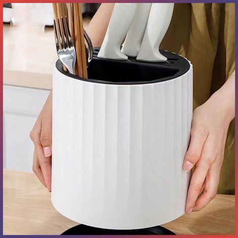 Porte-couteaux, porte-couteaux rotatif à 360° avec porte-couverts, bloc de couteaux universel sans couteaux, porte-couteaux rota (1/4)
