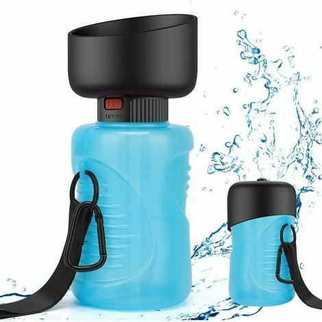 Bouteille d'eau pliable pour chien 500 ml, bouteille d'eau portable pour chien, gourde pour animaux de compagnie pour camping en plein air, cadeaux pour chiens chats (bleu) (1/5)