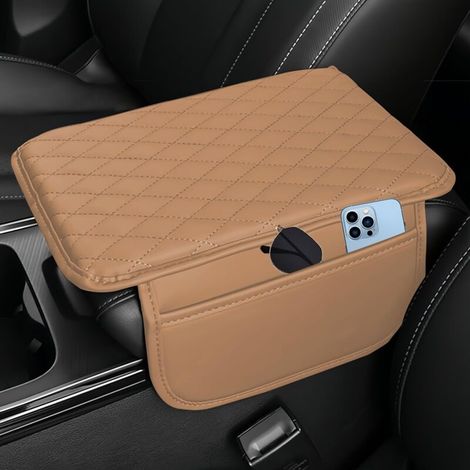 Accessoire Voiture Interieur Marron Universel Accoudoir 31 20 cm Console Centrale Mousse à Mémoire de Forme Sac de Rangement Inclus Compatible avec la Plupart des Voitures Camions et SUV (1/5)