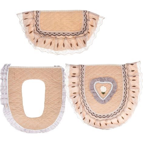 Piece Plush Lace Toilet Seat Cover Set Comfortable and (1/4)