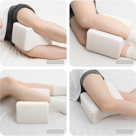 Knee Pillow Weiß Memory-Schaum und Polyester 26 x 21,5 x 15 cm