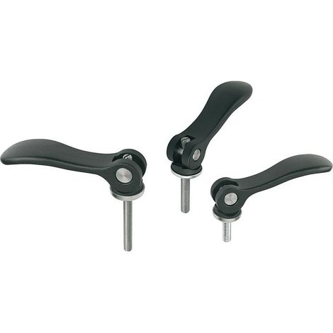 Levier excentrique réglable M10x50 – Matériau en fonte d'aluminium – Finition noir peint par poudrage – Pour boulonnage Nirosta – Kipp (1/2)