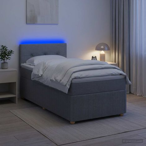 Cama box spring con colchón Gris Claro 80 x 200 cm Tela (1/5)