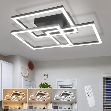 GBLY LED Deckenlampe Dimmbar Deckenleuchte Modern mit Fernbedienung Eckig Design 31W für Wohnzimmer Schlafzimmer Küche Büro