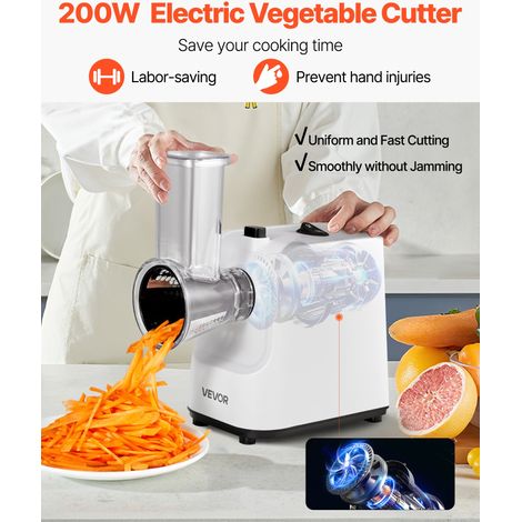 Trancheuse de Légumes 200 W, Mandoline Électrique avec Lame en Inox, Râpe à Fromage et Légumes Multifonction avec 5 Accessoires, Ha… (1/5)