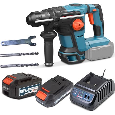 Marteau perforateur sans fil 20V 4 joules avec moteur brushless livré avec 1 batterie 2Ah, 1 batterie 4Ah et un chargeur rapide. (1/4)
