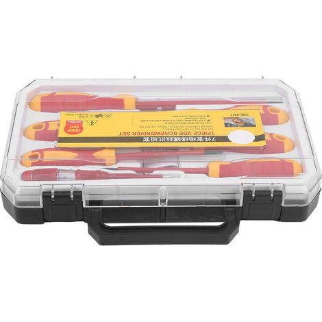 Jeu de tournevis isolés 1000V, embouts cruciformes et plats, poignée antiderapante, coffret pratique pour électricien, outillage de précision (1/5)