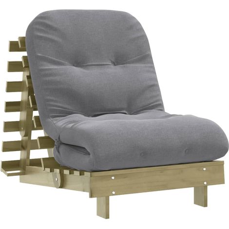 Canapé-lit futon avec matelas 70x206x11 cm bois de pin imprégné