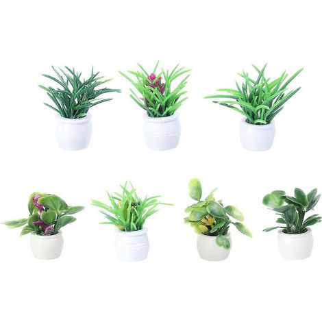 pièces de matériaux faits à la main, maquette de pot de fleurs miniature en pot, accessoires d'aménagement paysager de jardin, décor coloré, maquette de construction miniature en herbe (style 3-5 cm)-