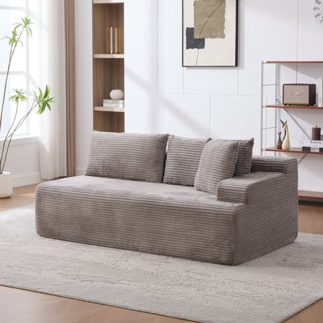 Canapé modulable à compression en tissu chenille, garni de mousse haute résilience 30D. Facile à déplacer et doté d'une base antidérapante, il est idéal pour les salons et autres espaces. Gris. (1/5)