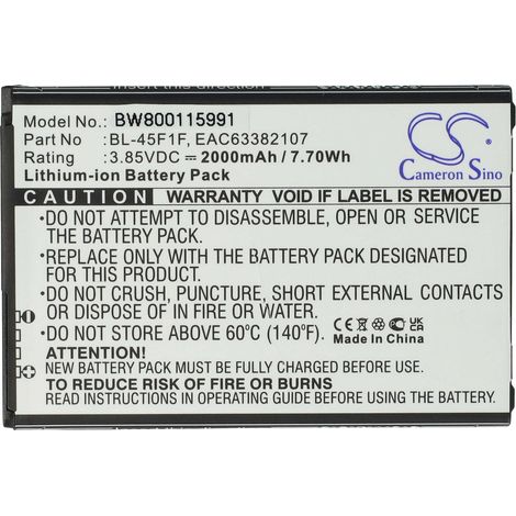 vhbw Akku kompatibel mit LG Fortune, Aristo, Aristo LTE, Aristo 2, DN5008, Aristo 2 Plus Handy Smartphone Telefon (2000 mAh, 3,85 V, Li-Ion) (1/5)
