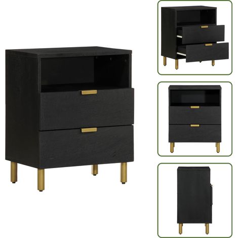 Table de chevet noir 50x33x62 cm bois d'ingénierie - Table De Chevet - Tables De Chevet - Table D'appoint - Table De Nuit (1/5)