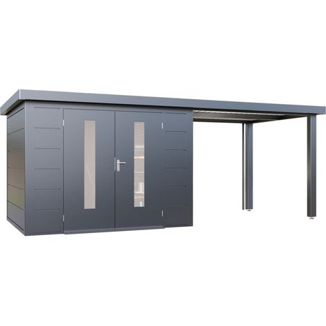 Finnhaus Wolff Metall-Gerätehaus "Elvar 5924", anthrazit, 586 x 240 cm (1/5)