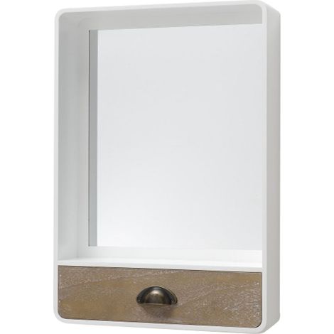 RETRO Wand Spiegel Kommode MDF Regal Schublade Holz Optik Kosmetik weiß Boltze 1014423 (1/2)