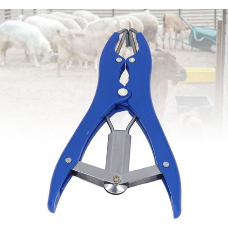 Separador de ganado, de plástico de silicona azul, sencillo y preciso, con 100 anillos para cerdos, vacas, ovejas y cabras. (1/5)