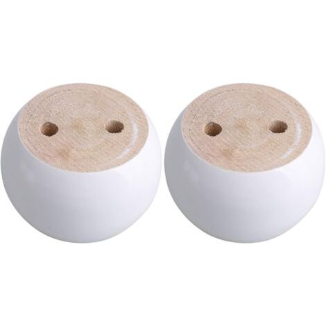 Sollbry Lot de 4 pieds de meubles ronds en bois d'eucalyptus blanc 8 x 8 x 5 cm Peut supporter un poids d'environ 100 kg (1/4)