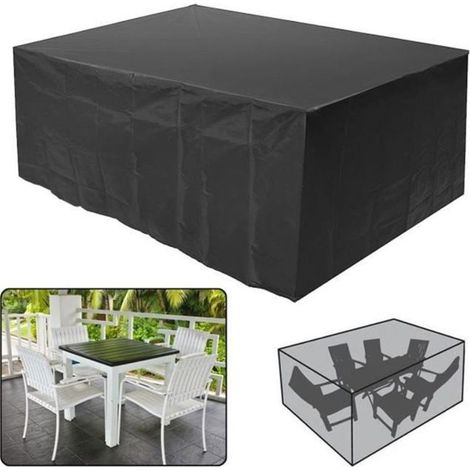 TEMPSA Wasserdichte Abdeckhaube für Gartenmöbel, Tisch, Bank im Freien - Abdeckplane Schwarz 210x140x80 cm
