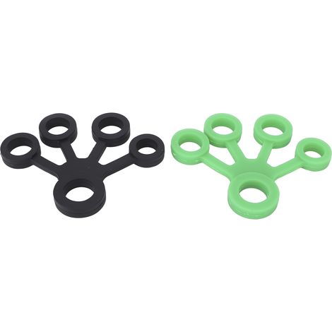 Lot de 2 extenseurs de doigts en silicone, bandes de résistance élastiques portables pour renforcer la main, 11LB, vert foncé et noir (1/5)