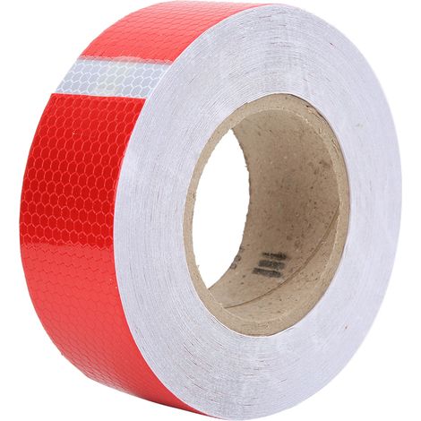 Ruban adhésif de sécurité rouge et blanc à forte adhérence réfléchissant pour voitures, camions et vélos - Fournitures pour bandes de signalisation routière (1/5)