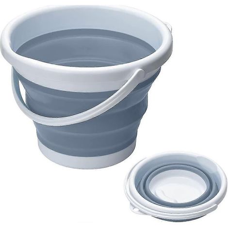 Seau pliable en silicone, seau peu encombrant pour le nettoyage de la maison, le camping, la pêche, le jardinage et les voyages - Transporteur d'eau portable (gris, 10 l) (1/5)