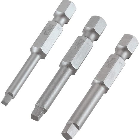 Lot de 3 embouts vissage carré Robertson 50 mm, mandrin rapide n°1-3 (1/5)