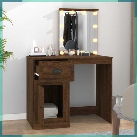 Coiffeuse - 816775 - LED - chêne marron - 90 x 50 x 132,5 cm (1/5)
