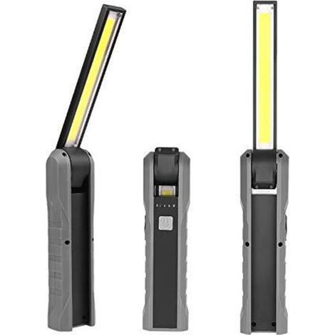 Wiederaufladbare LED-Taschenlampe, wiederaufladbare COB-LED-Arbeitsleuchte mit Magnetfuß, 3 Leuchtmodi, um 210 Grad faltbar, ideal für Camping, Autoreparaturen und Notfälle (1/4)