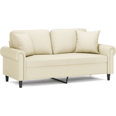 Maison Exclusive - Canapé 2 places avec oreillers crème 140 cm similicuir