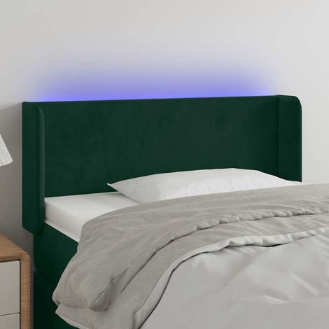 Tête de lit à LED Armoire de tête de lit Vert foncé 93x16x78/88 cm Velours 14044 (1/5)