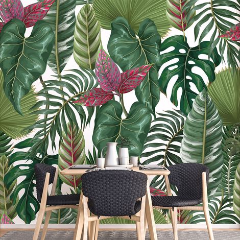 Papier peint panoramique - Feuilles tropicales - 1606 - 325 cm x 325 cm (1/4)