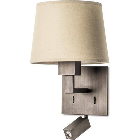 Leds-C4 Bali - Applique murale d'intérieur à 2 ampoules LED bronze avec lampe de lecture, E27