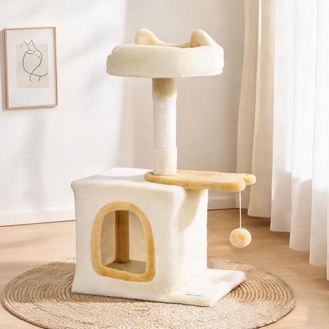 Arbre à chat beige en panneau de particules 40 x 30 x 72 cm (1/5)