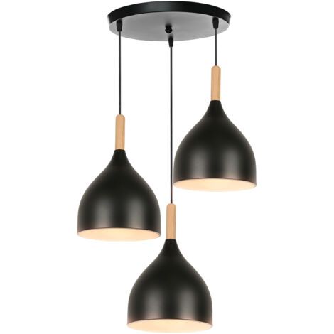 royaluxe- 3 Lumières Plafonnier Moderne Suspension Luminaire Rétro Lustre En Métal Noir Suspension Lustre D'Intérieur Pour Chambre Salon Couloir (1/5)