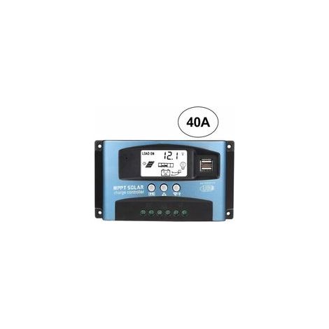 Contrôleur de charge solaire MPPT 40A, régulateur de batterie intelligent de contrôleur de batterie de panneau solaire USB 12V 24V avec écran LCD(40A) (1/5)