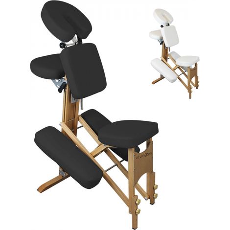Chaise de massage en bois pliable avec sac de transport - Noir - Vivezen