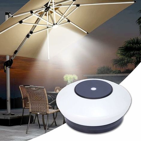 Lampe parasol LED sans fil Bluetooth – 10 modes d'éclairage – 12000 lux – Matériau ABS/PS – Pour terrasse et camping (1/4)