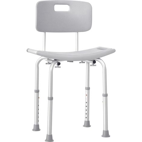 Sedia da doccia seduta ergonomica 43 x 50,6 x 71-88 cm altezza 8 posizioni antiscivolo moderno in polietilene grigio 210000925